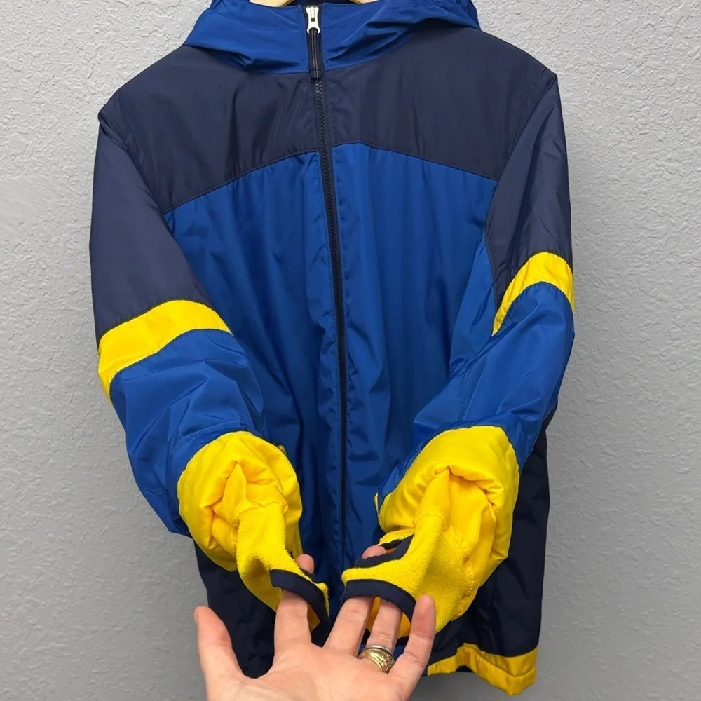 Lands' End Kids’ XL (18-24yo) Navy & Yellow Full Zip, Hooded Jacket